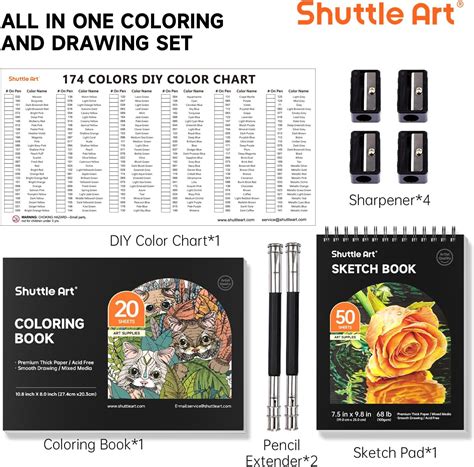 ShuttleArt 174 Colors Professional Colored Pencils, Shuttle Art India ...