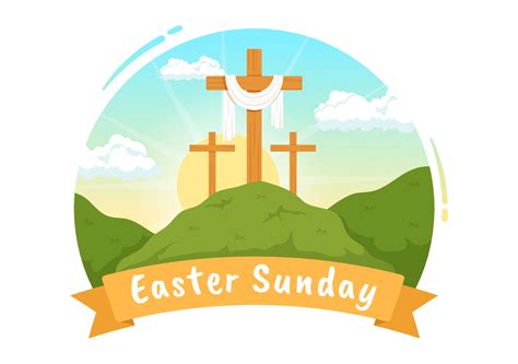 Happy Easter Sunday Day Illustration with Jesus, He is Risen and ...
