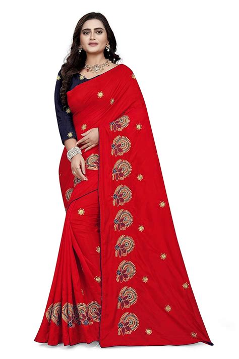 Buy Arriva Fab Silk Blend Ready to wear Saree (Riva745_Red_Free Size ...