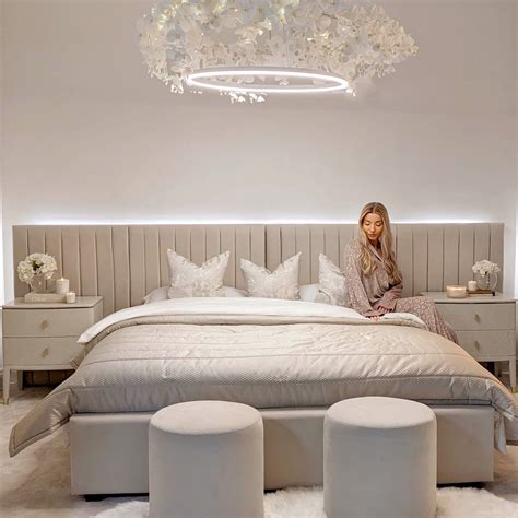 Atlantis Cream Wide Floor Standing Headboard with Bed Base – Rowen Homes