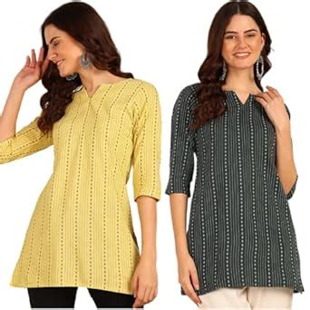 Buy DSK Studio Cotton Short Kurti for Women and Girls Yellow-Green at ...