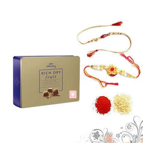 Buy 2 Rakhi with Cadbury Dry fruits Rich Online at Best Price | Od