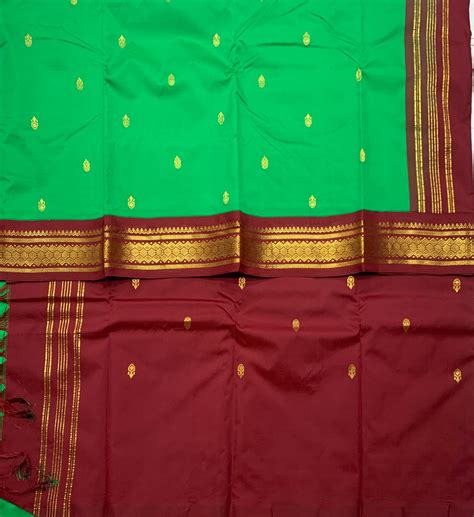 Semi Silk Saree Light Green Colour with Brown Border – Kumaran Silk
