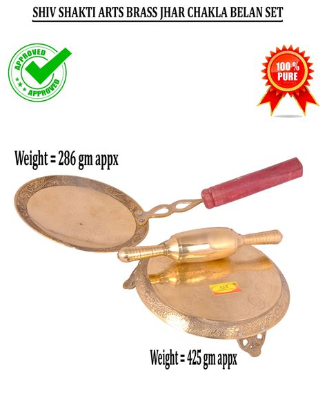 100% Handmade Pure Brass Chakla Belan with Jhar Set |Round Polpat-Roti ...