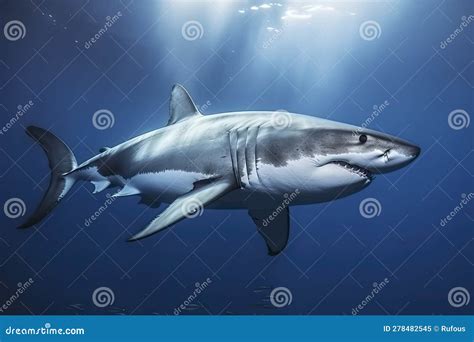 Great White Shark Underwater, Hunting and Attacking, Predator Stock ...
