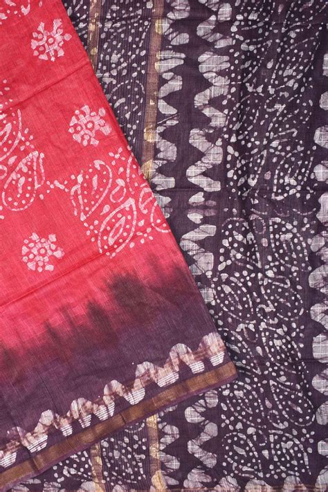 Red Cotton Banswara Batik Print Saree – Naachiyars
