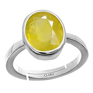 Clara Yellow Sapphire Pukhraj 4.8cts or 5.25ratti Stone Silver ...
