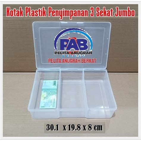Jual Kotak Plastik Penyimpanan 3 Sekat Jumbo Uang Kertas Giro Cek Kas ...