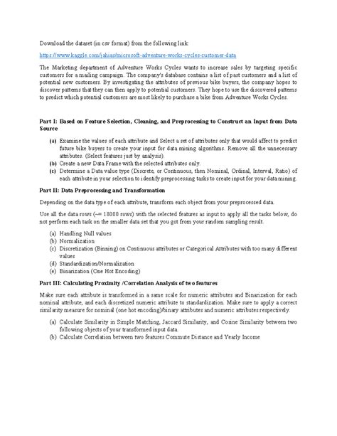 Data Mining Project: Feature Selection & Preprocessing for Assignment ...
