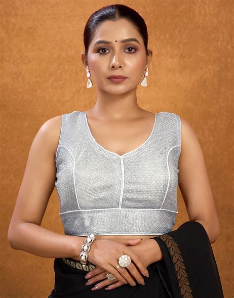 White Shimmer Zari Woven Plain Blouse – Sudathi