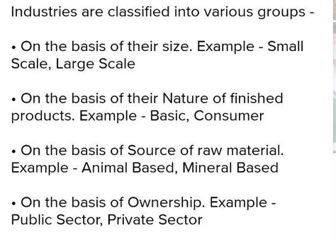 2 What are the basis on which the industries can be classified? Give at ...