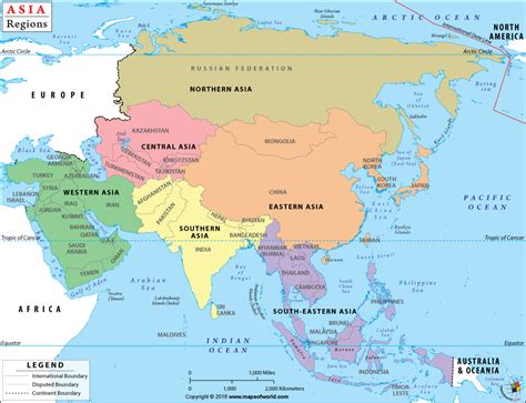 Regions of Asia Map: Explore Countries and Borders