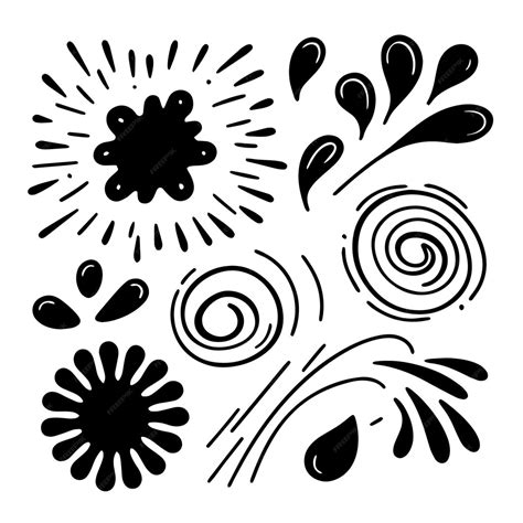 Liquid splash and droplet icons vector collection | Premium Vector