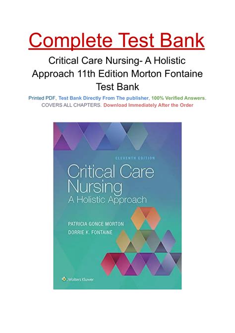 Critical Care Nursing- A Holistic Approach 11th Edition Morton Fontaine Test Bank - Critical ...