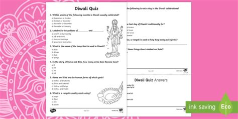 KS2 Diwali Quiz Worksheet / Worksheet (teacher made)