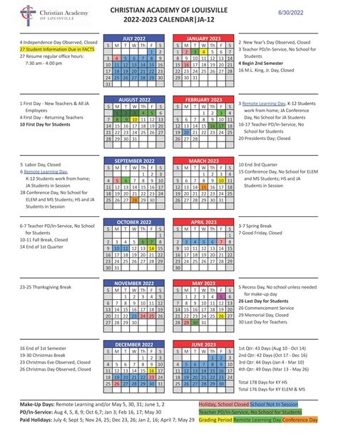 Calendars | Christian Academy School System