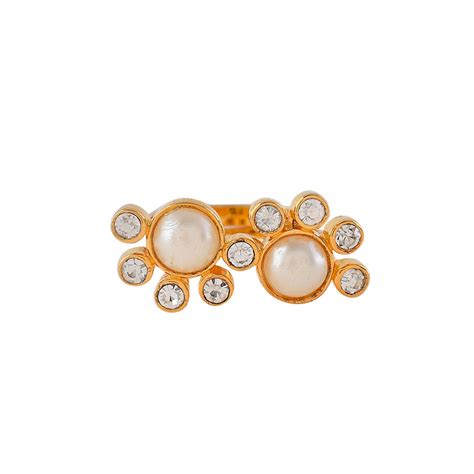 Buy Voylla Mothers Day Half Pearl and Cz Studded Statement Ring Online