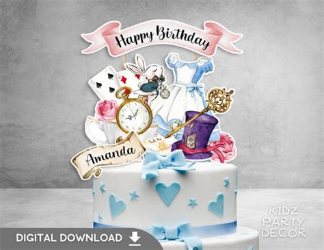 Alice in Wonderland Birthday Cake Topper Alice in Wonderland - Etsy India