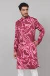 Buy Purple Gingham Marmore Abstract Marble Print Kurta For Men by Hilo ...