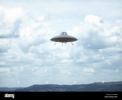 UFO in the sky, illustration Stock Photo - Alamy