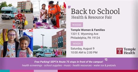 Back to School: Health & Resource Fair at Temple Women & Families ...