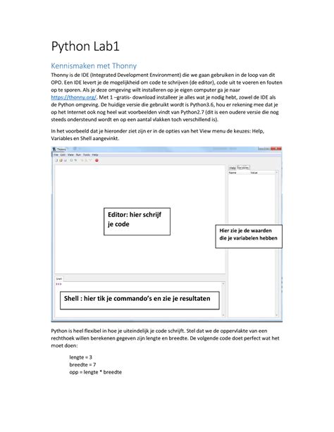 Python Lab1A - lab questions programming - Python Lab1 Kennismaken met ...