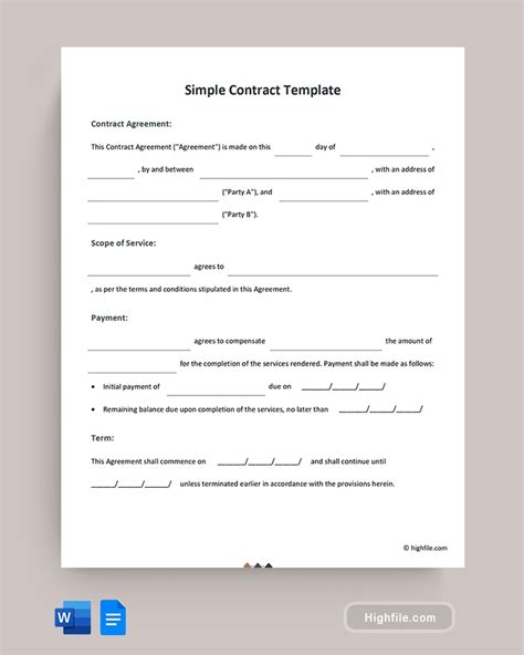 Image result for Basic Contract Template