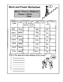 Image result for TPT Work and Power Worksheet