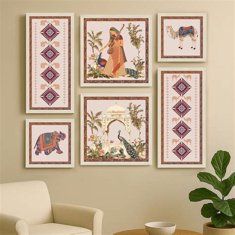 Framed Wall Art Print Pack of 6 Framed Wall Decoration Art Prints Trad ...