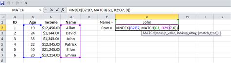 Excel Index and MATCH Functions 的图像结果