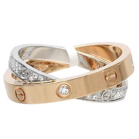 Cartier LOVE Diamond Gold Double Band Ring at 1stdibs