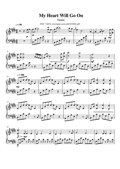 [Sheet] My Heart Will Go On Piano PDF, chords Piano, mp4/midi