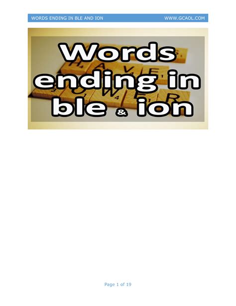 SOLUTION: Words Ending in Ble and Ion Presentation - Studypool