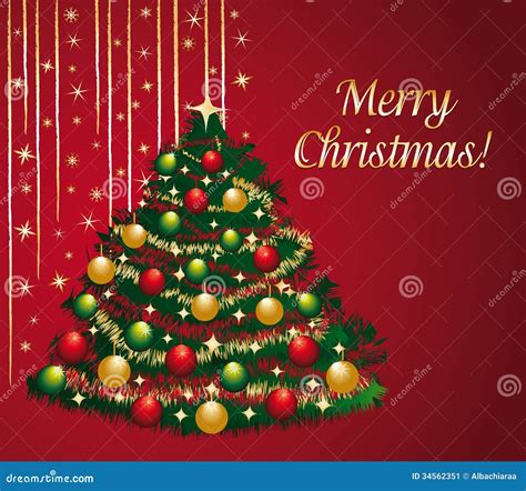 Beautiful Greeting Card with Decorated Christmas Tree. Stock Vector ...