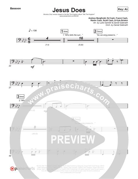 Jesus Does (Worship Choir/SAB) Bassoon Sheet Music PDF (We The Kingdom ...
