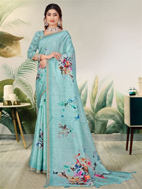 868009 Designer Soft Dola Silk Flower Printed Saree - – Chitra Apparels