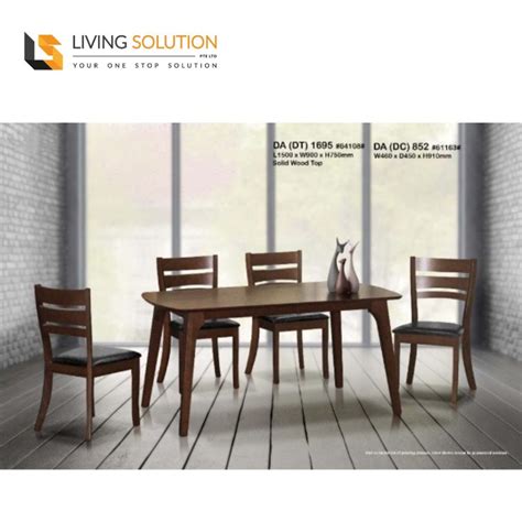 Jeno Solid Wooden Dining Table Set - Living Solution Pte Ltd
