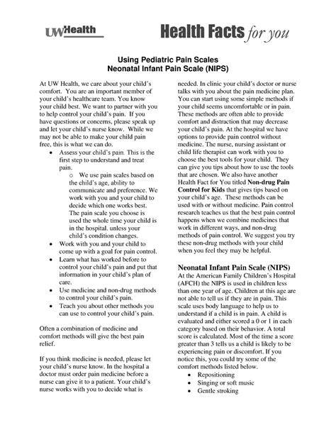Neonatal Infant Pain Scale - Using Pediatric Pain Scales Neonatal ...