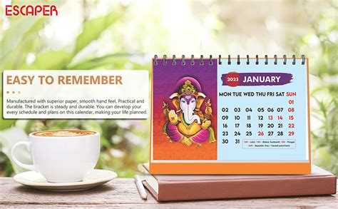 ESCAPER Lord Ganesha Standing Flip Desktop Calendar 2024, 12 Monthly ...