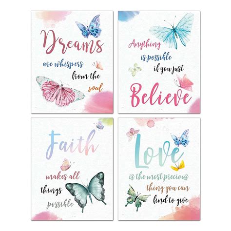 FWK Modern Art Watercolor Butterfly Inspirational Quotes Posters ...