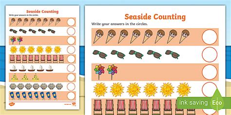 Seaside Counting Worksheet / Worksheet