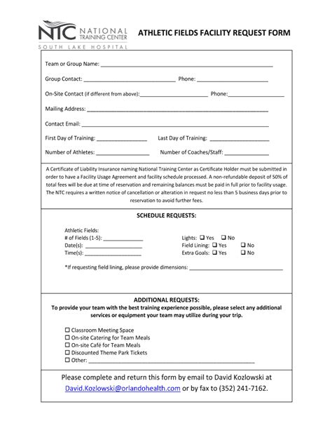 Fillable Online ATHLETIC FIELDS FACILITY REQUEST FORM Fax Email Print ...