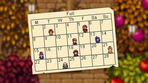 Stardew Valley birthday calendar and every villagers loved gifts