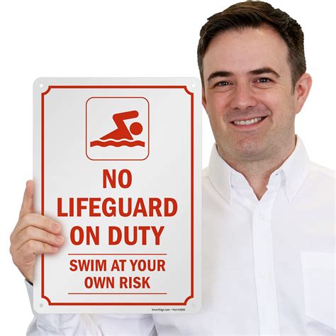Buy SmartSign 14 x 10 inch “No Lifeguard On Duty - Swim At Your Own ...