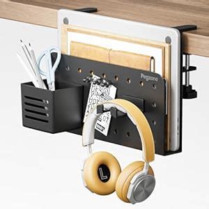 PEGZONE Desk Side Storage Organizer, No Drill Under Desk Laptop Holder ...