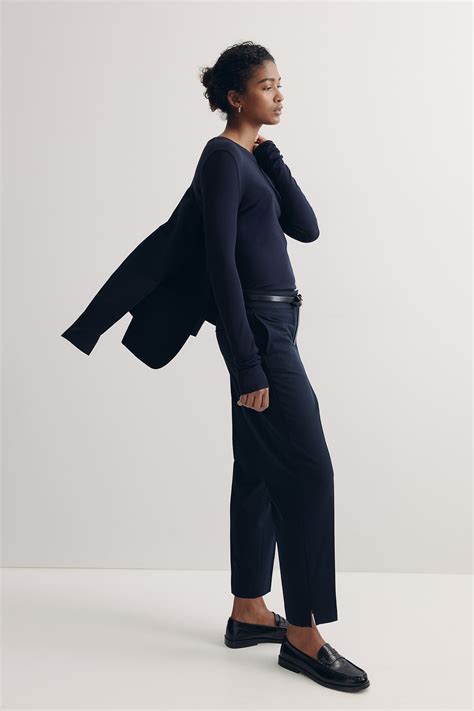 Ankle-Length Slacks - Navy blue - Ladies | H&M US