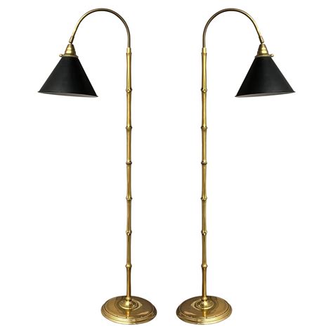 Pair of Vintage Brass Bamboo Floor Lamps For Sale at 1stDibs