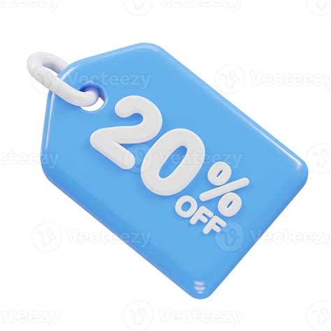 20 percent off discount sale icon 3d render illustration 34911691 PNG