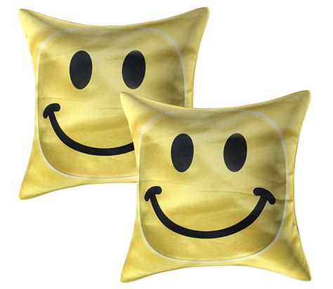 Kuber Industries Smiley Design 2 Piece Velvet Cushion Cover Set ...