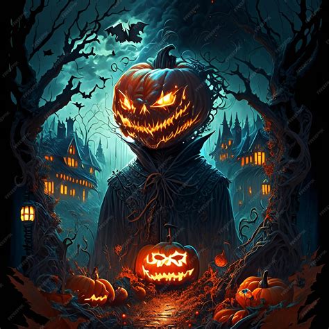 Premium AI Image | Halloween festival horror and scary pumpkin bats and ...